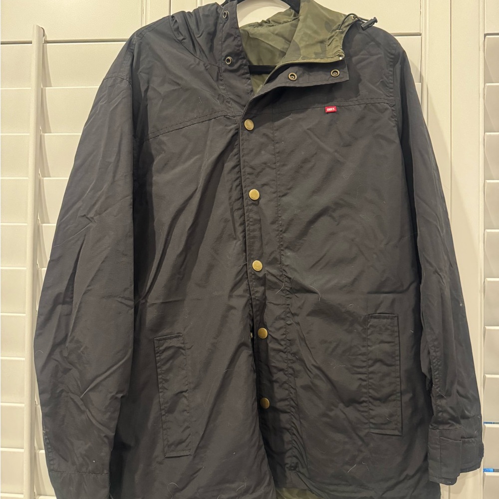 OBEY Black Raincoat with Hood